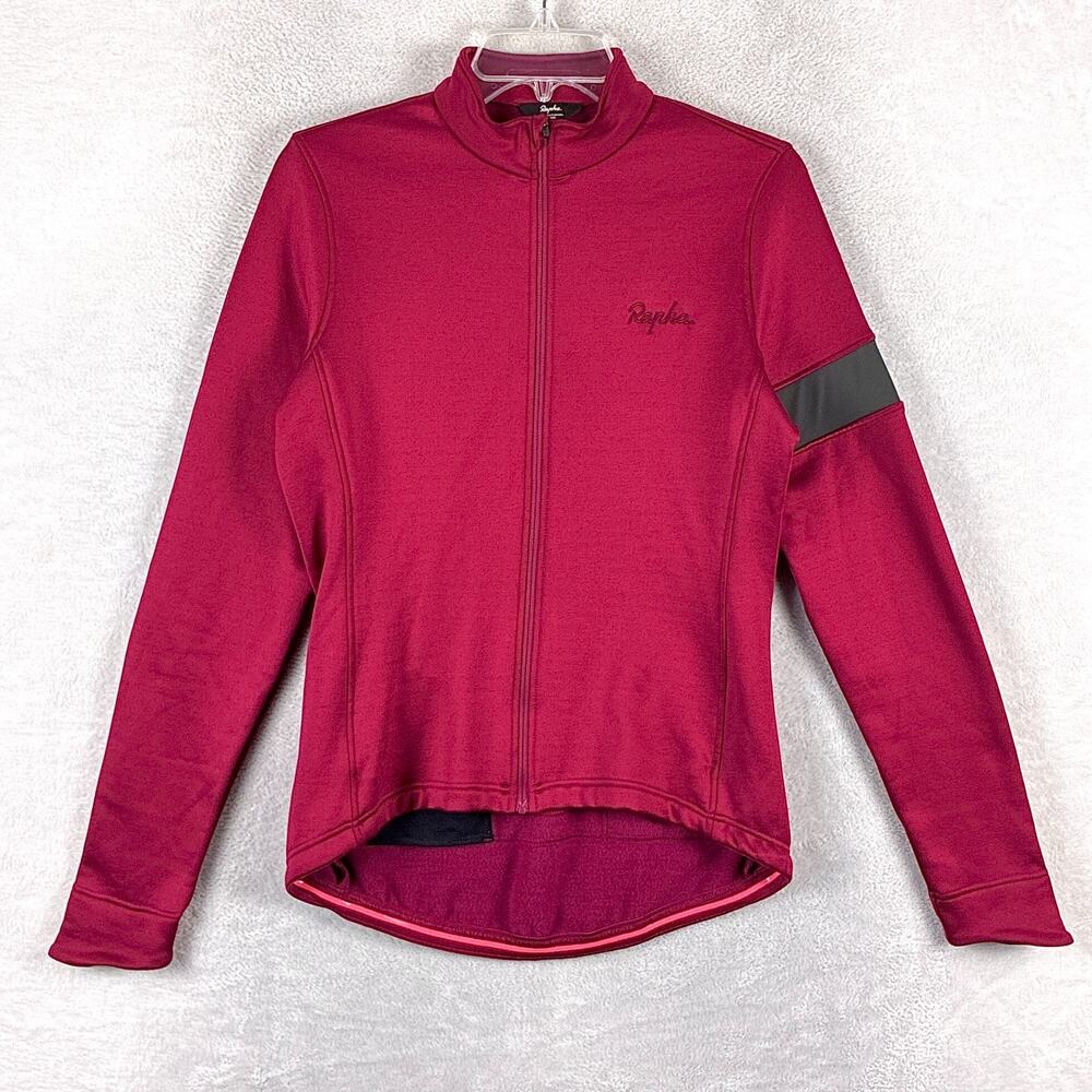 Rapha Jersey Womens L Red Winter Jersey Wool Blend Performance Cycling Preppy